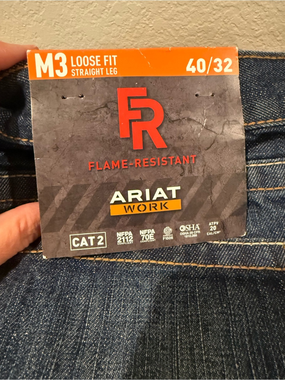 Ariat Men’s Flame Resistant M3 Loose Fit Straight Leg Jeans - Dark Blue Denim